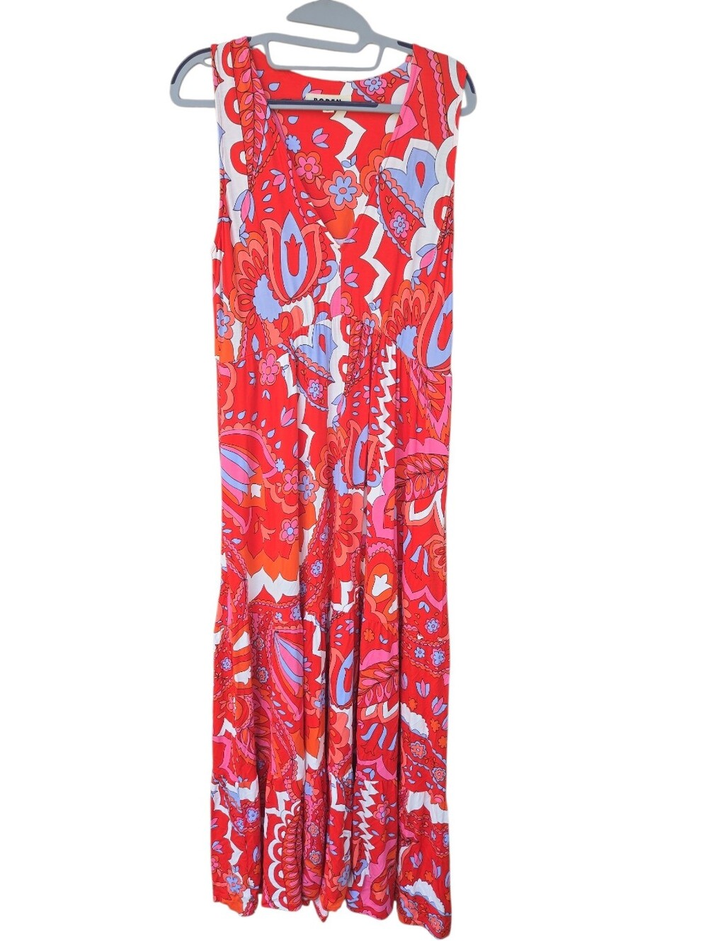 Boden Pink & Red Paisley Maxi Dress Size 8R - Picture 4 of 7